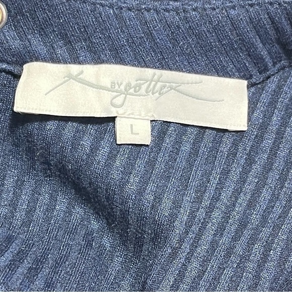 X BY GOTTEX Navy Blue Ribbed Sleeveless Lace Up Shift Midi Dress Size L - Picture 7 of 12